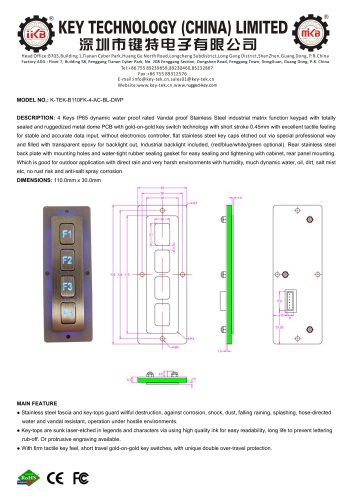 K-TEK-B110FK-4-AC-BL-DWP Datasheet