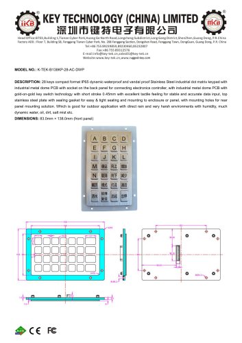 K-TEK-B138KP-28-AC-DWP datasheet