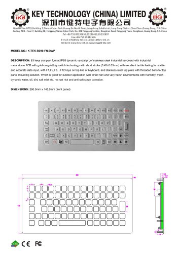 K-TEK-B290-FN-DWP data sheet