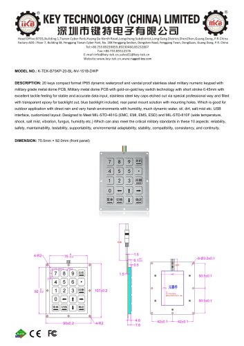 K-TEK-B75KP-20-BL-NV-151B-DWP Datasheet