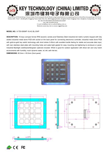 K-TEK-B90KP-16-AC-BL-DWP datasheet