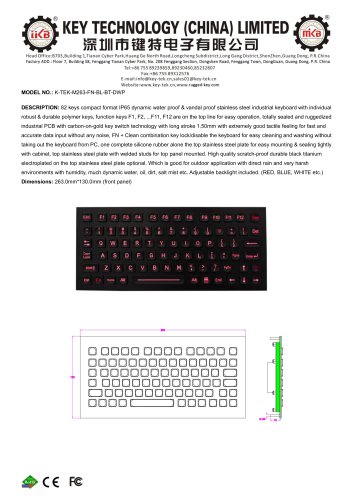 K-TEK-M263-FN-BL-BT-DWP Data sheet