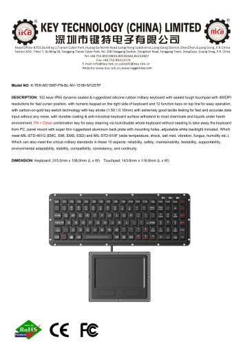 K-TEK-M315KP-FN-BL-NV-151B+M125TP datasheet