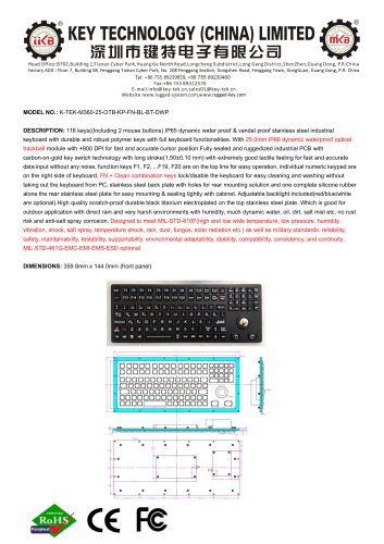 K-TEK-M360-25-OTB-KP-FN-BL-BT-DWP data sheet