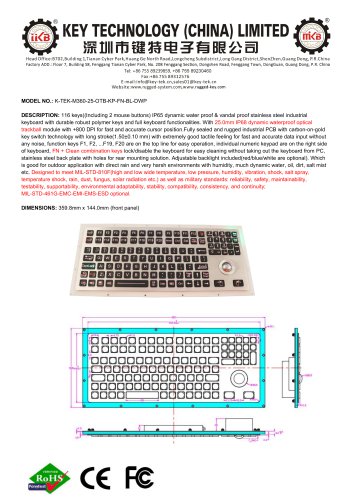 K-TEK-M360-25-OTB-KP-FN-BL-DWP data sheet