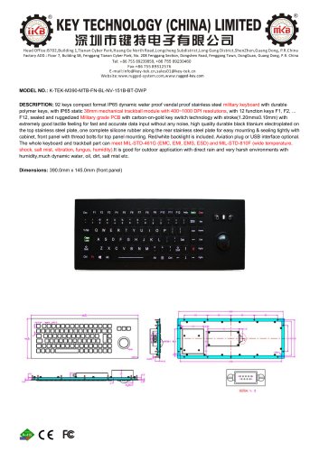 K-TEK-M390-MTB-FN-BL-BT-NV-151B-DWP Data sheet