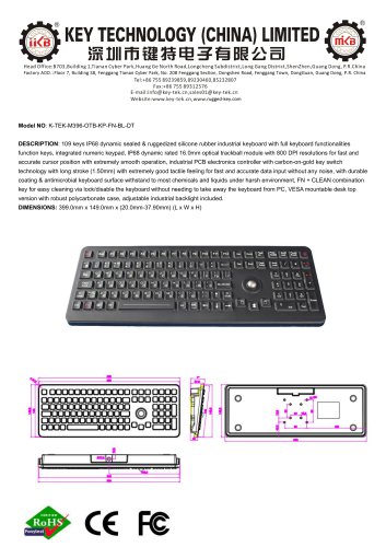 K-TEK-M396-OTB-KP-FN-DT-BL data sheet