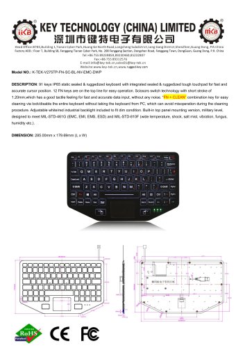 K-TEK-V275TP-FN-BL-SC-NV-EMC datasheet