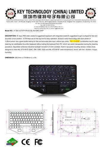 K-TEK-V275TP-FN-SC-BL-NV-EMC-DWP datasheet