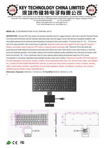 Rubber Keyboard touchpad K-TEK-M340KP-FN-BL-FC-KC+TP85-DML+2K-FC