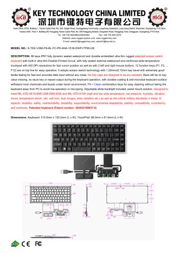 Scissors Switch Keyboard K-TEK-V296-FN-BL-FC-PR-ANA-151B-DWP+TP85+2K