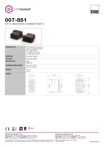 007-851 DT16 DEUTSCH CONNECTOR C