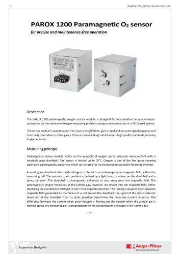 PAROX 1200 Paramagnetic O2 sensor