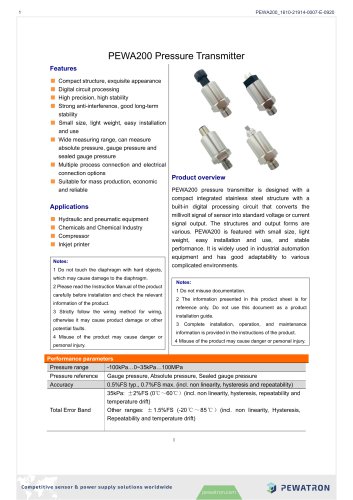 PEWA200 Pressure Transmitter