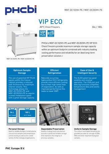 MDF-DC102VH-PE - VIP Chest Freezers (-86&deg;C)