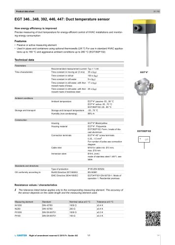 EGT 346...348, 392, 446, 447: Duct temperature sensor