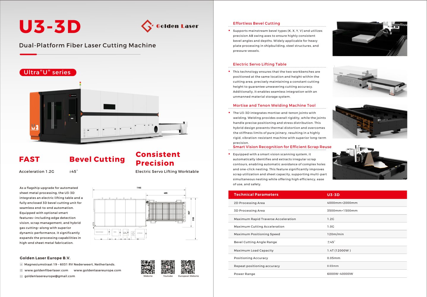Golden Laser 3D Fiber Laser Cutting Machine U3-3D for Sheet Metal - Golden Laser Co., Ltd