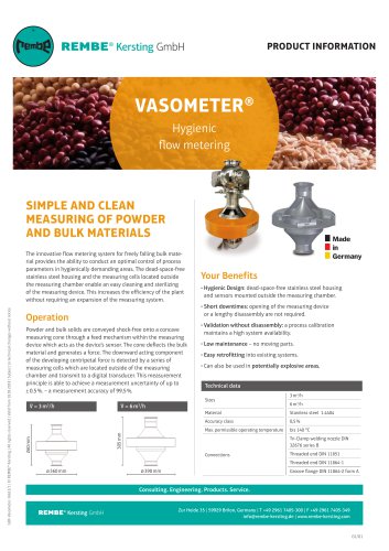 VASOMETER® Hygienic flow metering