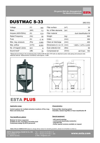 Datasheet DUSTMAC S-33