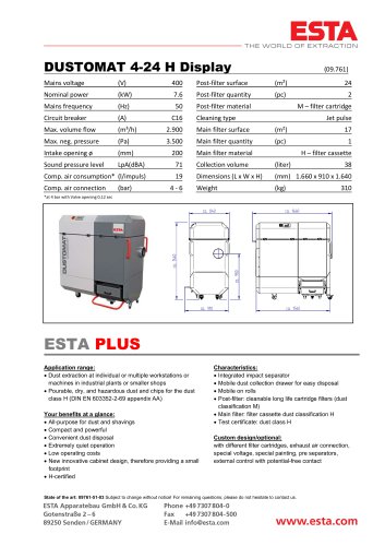 Datasheet DUSTOMAT 4-24 H