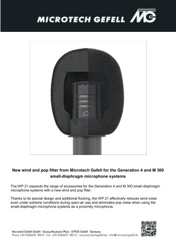 New wind and pop filter from Microtech Gefell for the Generation 4 and M 300 