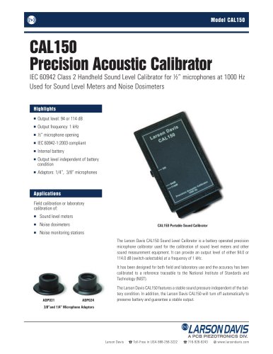 CAL150, Precision Acoustic Calibrator