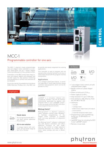 Free Programmable One-Axis Stepper Motor Control MCC-1