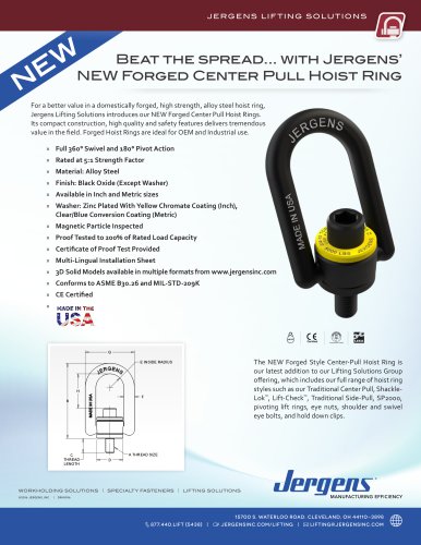 Jergens Forged Center Pull Hoist Ring