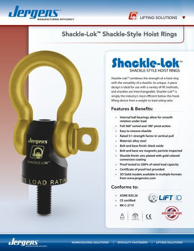 Shackle-Lok™ Hoist Ring Sheet