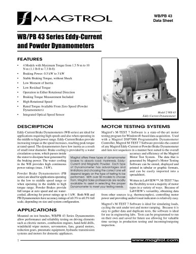 WB/PB 43 Series | Eddy-Current and Powder Dynamometers