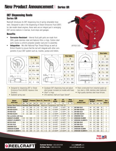 DEF Dispensing Reels Series UR7000