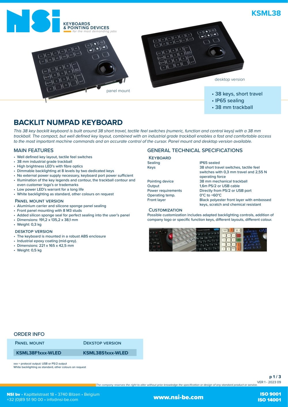 Backlit numpad keyboard - desktop - NSI