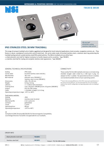 Vandalproof 38 mm trackball