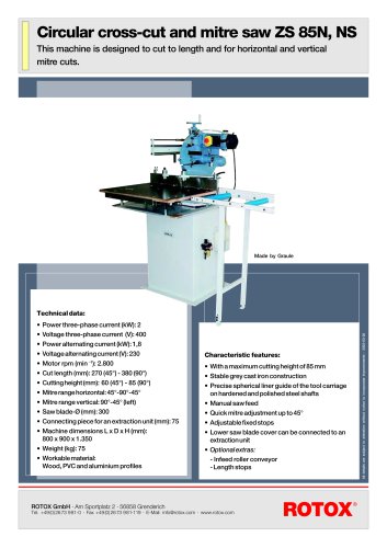 Circular cross-cut and mitre saw ZS 85N, NS