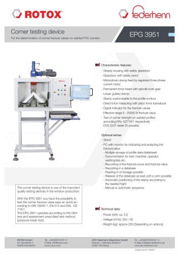 EPG 3951 Corner testing device