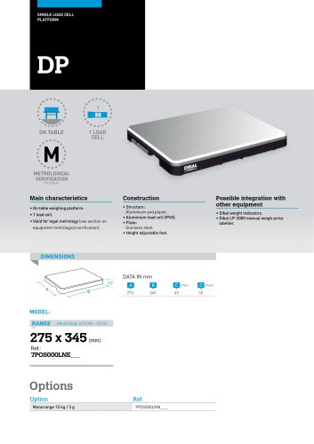 SINGLE LOAD CELL WEIGHING PLATFORMS DP SERIES