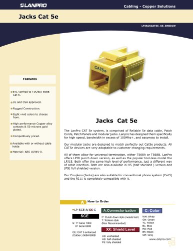 LPJACKCAT5E_SS_ENB01W  (Modular Jacks CAT 5e )