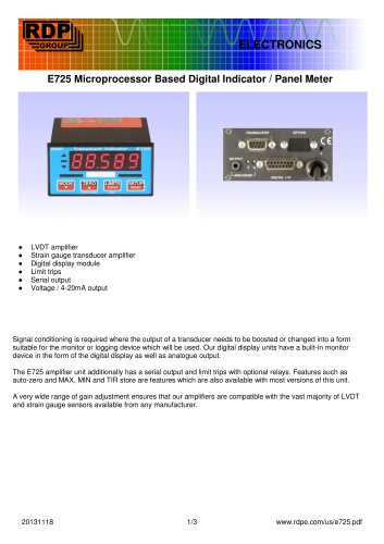 E725 Microprocessor Based Digital Indicator / Panel Meter