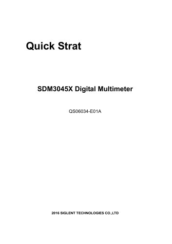 Siglent SDM3045X Digital Multimeter Quick Start