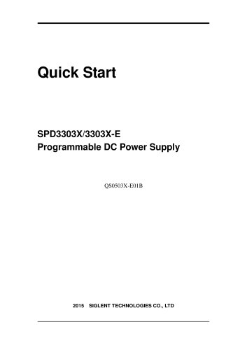 Siglent SPD3303X/3303X-E Programmable DC Power Supply Quick Start