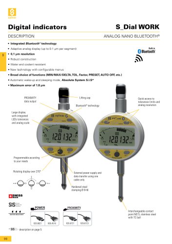 e8 Digital indicator S_Dial WORK ANALOG NANO BLUETOOTH®