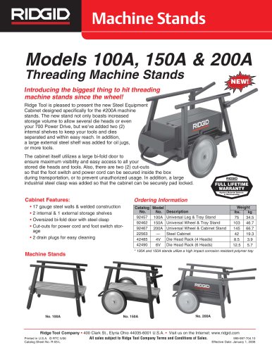 MODELS 100A, 150A & 200A THREADING MACHINE STANDS