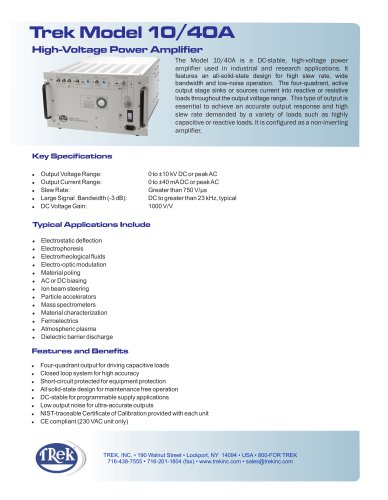 10/40A High-Voltage Power Amplifier