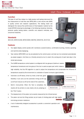 Melt flow indexer