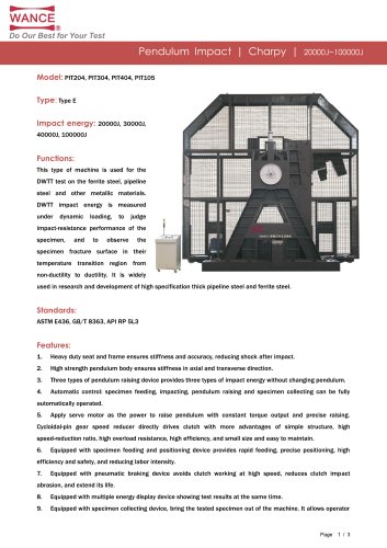 Pendulum impact tester 100000J DWTT test