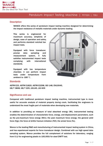 Pendulum impact tester 300J~750J