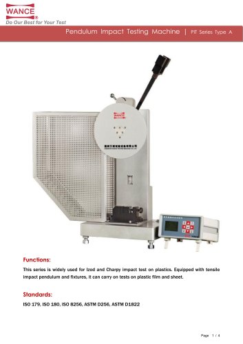 Pendulum impact tester for plastics