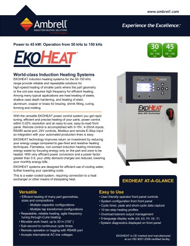 EKOHEAT power to 45kW, operation from 50kHz to 150kHz