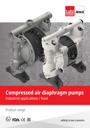 Compressed air diaphragm pumps Industrial applications / food