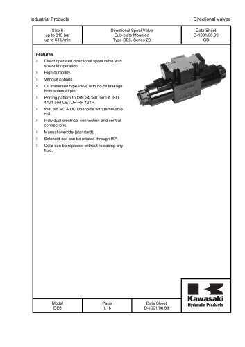 DE - Directional Spool Valve Sub-plate Mounted